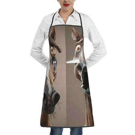 

Rocae Funny Horse Faces Expressions for Kitchen Aprons for Women Adjustable Cooking Kitchen Chef Apron for Men with Pockets