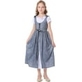 thumbnail image 2 of Spazoro Toddler Girls Dresses, Round Neck Fashion Solid Color Short Sleeve Princess Dress for Child Girls Gray Size L, 2 of 5