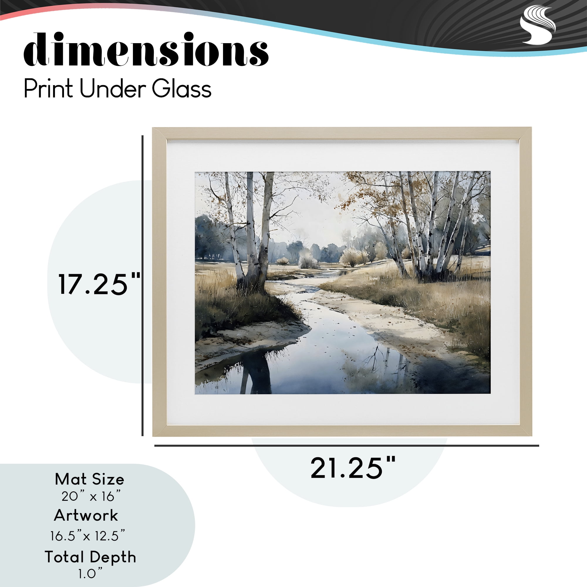 Stupell Industries Birch Tree Creek in Autumn Birch Framed Print Under Glass, design by Franklyn Gregory
