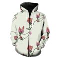 thumbnail image 1 of Sudadera con capucha y cremallera para hombre, diseño de flores de magnolia, estilo Harajuku, estilo hip hop, unisex, con estampado 3D, gran oferta 2024, 1 of 6