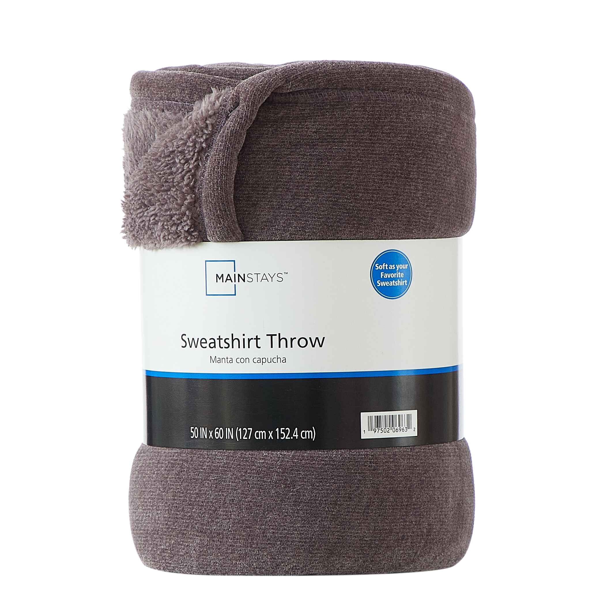 Mainstays Cozy Sweatshirt Chenille Throw Blanket, Plum Truffle, 50" x 60"