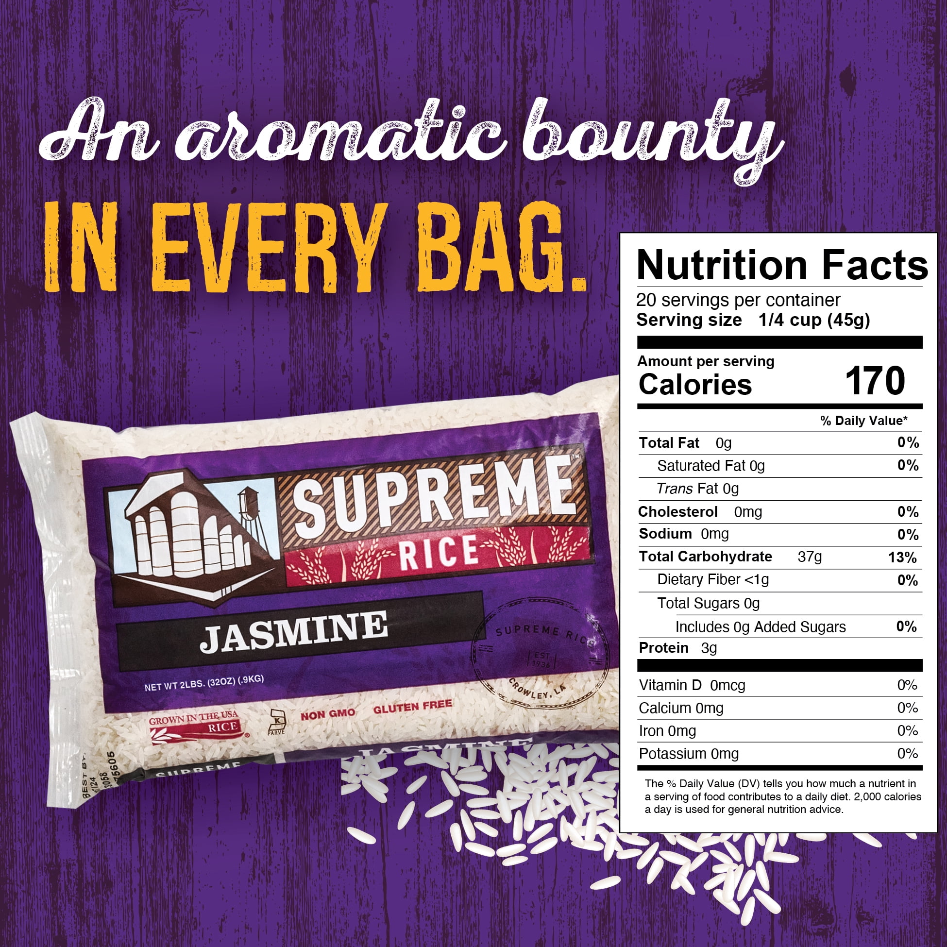 (3 pack) Supreme Rice 2lb Bag of Aromatic Jasmine Rice