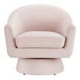 thumbnail image 5 of Astral Performance Velvet Fabric and Wood Swivel Chair in Pink, 5 of 9