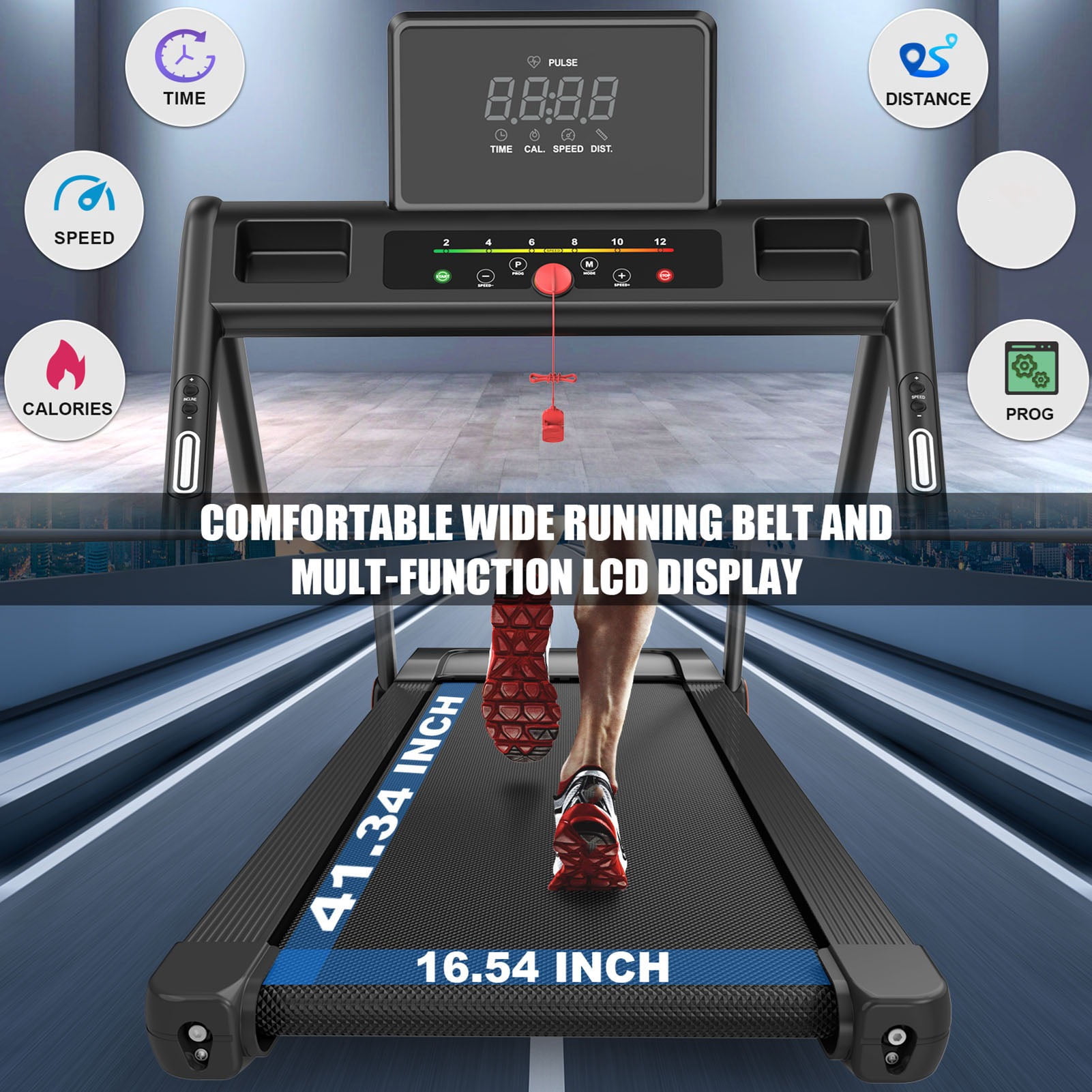 Folding Treadmill for Home, 3.5HP Quiet Brushless Treadmills with Handle 330 lbs Capacity, 4% Incline, LED Display & APP Control, Compact Foldable Walking Pad for Home Apartment Office