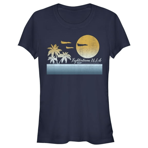 Junior's Top Gun Retro Landscape Fightertown, USA  Graphic T-Shirt