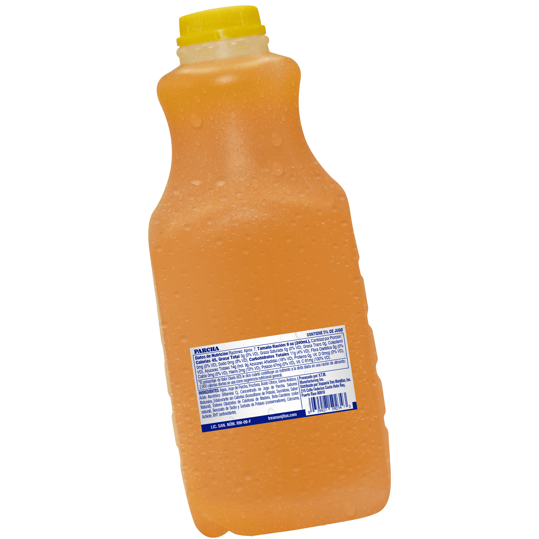 Tres Monjitas Smooth Pulp Free Passion Fruit Juice 59oz fl, Plastic Bottle Refrigerated