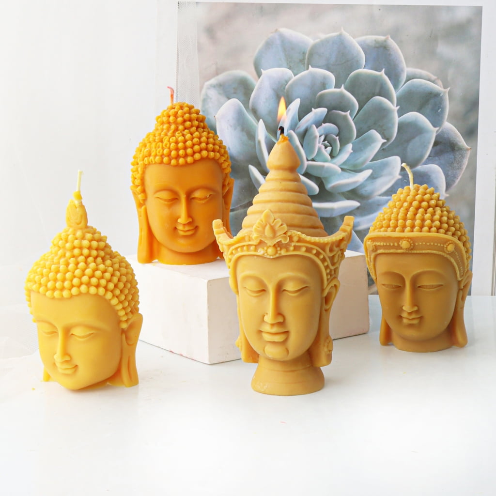 FENOHREFE 3D Buddhas Head Candle Silicone Mold Reusable Silicone Buddhas Candle Mold for Home Decors and Spiritual Crafting