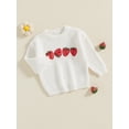 thumbnail image 3 of Suealasg Toddler Baby Girl Knit Sweater Long Sleeve Strawberry Print Chunky Pullover Sweater 6M 1T 2T 3T Kids Girl Warm Fall Winter Sweater Tops Clothes, 3 of 7