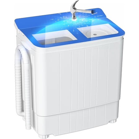 Superday Protable Washer and Dryer, 17.6LBS Small Washing Machine and Spin Dryer Combo, Compact Mini Twin Tub Washing Machine for Apartments, Dorms, Rv, Camping, Laundry, College Rooms, Grey
