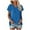 Blue, variant on Women's V-Neck Cap Sleeve Blouse Loose Fit Summer Casual Solid Color Top