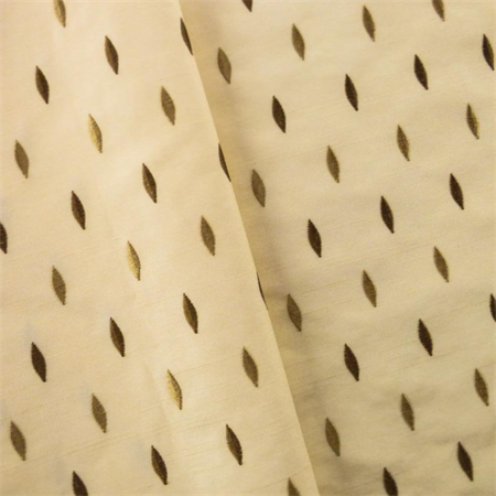Cream Brown Marquise Embroidered Shantung Drapery Fabric