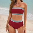 thumbnail image 2 of Dasayo Women Swimsuits Retro Two Piece Strapless Underwear High Cut Graphic Push up Swim Suit Bathing Suits for Women S, 2 of 4