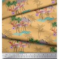 thumbnail image 2 of Soimoi Orange Poly Georgette Fabric Palm Tree, & Flamingo Bird Fabric Prints By Yard 52 Inch Wide, 2 of 3