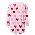 thumbnail image 5 of Tejiojio Red Heart Sweater for Women Loose Medium Long Sleeve 3/4 Sleeve Valentine's Day Printed Crew-neck Top, 5 of 5
