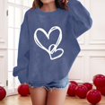 thumbnail image 4 of Aoiroe Y2k Outfits For Women Womens Fashion Heart Sweater Sweatshirt For Women Trendy Crew Neck Sweatshirts Women Valentines Day Sweaters For Women Women Winter Tops Womens Warm Tops Navy 2XL, 4 of 9