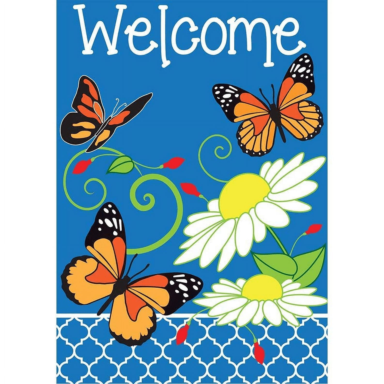 Magnolia Gardens 1008 13 x 18 in. Double Applique Butterfly Trio Polyester Garden Flag