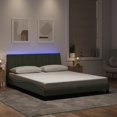 thumbnail image 2 of vidaXL Bed Frame with LED Lights Light Grey 152x203 cm Velvet, 2 of 5