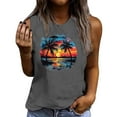 thumbnail image 3 of Pxxlle Women's Hawaii Tank Tops Trendy Graphic Tank Shirts Casual Sleeveless Beach Vacation Clothes Comfy Round Neck Tanks Summer Going Out Tops Gray L, 3 of 5