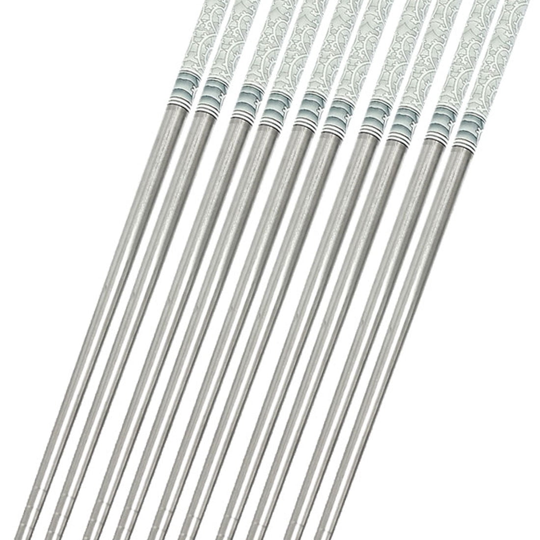 Unique Bargains Flower Pattern Silver Tone Stainless Steel Kitchen Chopsticks 5 Pairs