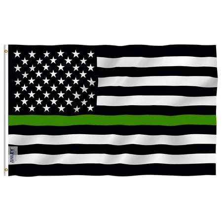 - ANLEY Fly Breeze 3x5 Foot Thin Green Line USA Flag - Vivid Color and UV Fade Resistant - Canvas Header and Double Stitched - Support For Border Patrol Agents Flag with Brass Grommets 3 X 5 Ft