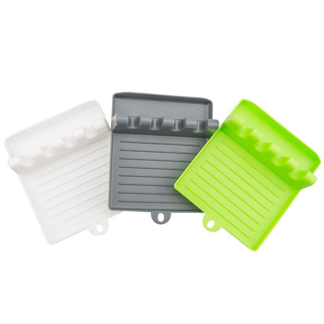 Soporte De Utensilios De Cocina De 3 Uds Con Almohadilla De Goteo Soporte De Almacenamiento De Estante De Cuchara Resistente Al Calor Para Pinzas De Cucharón De Espátula Moyic HA035423-00