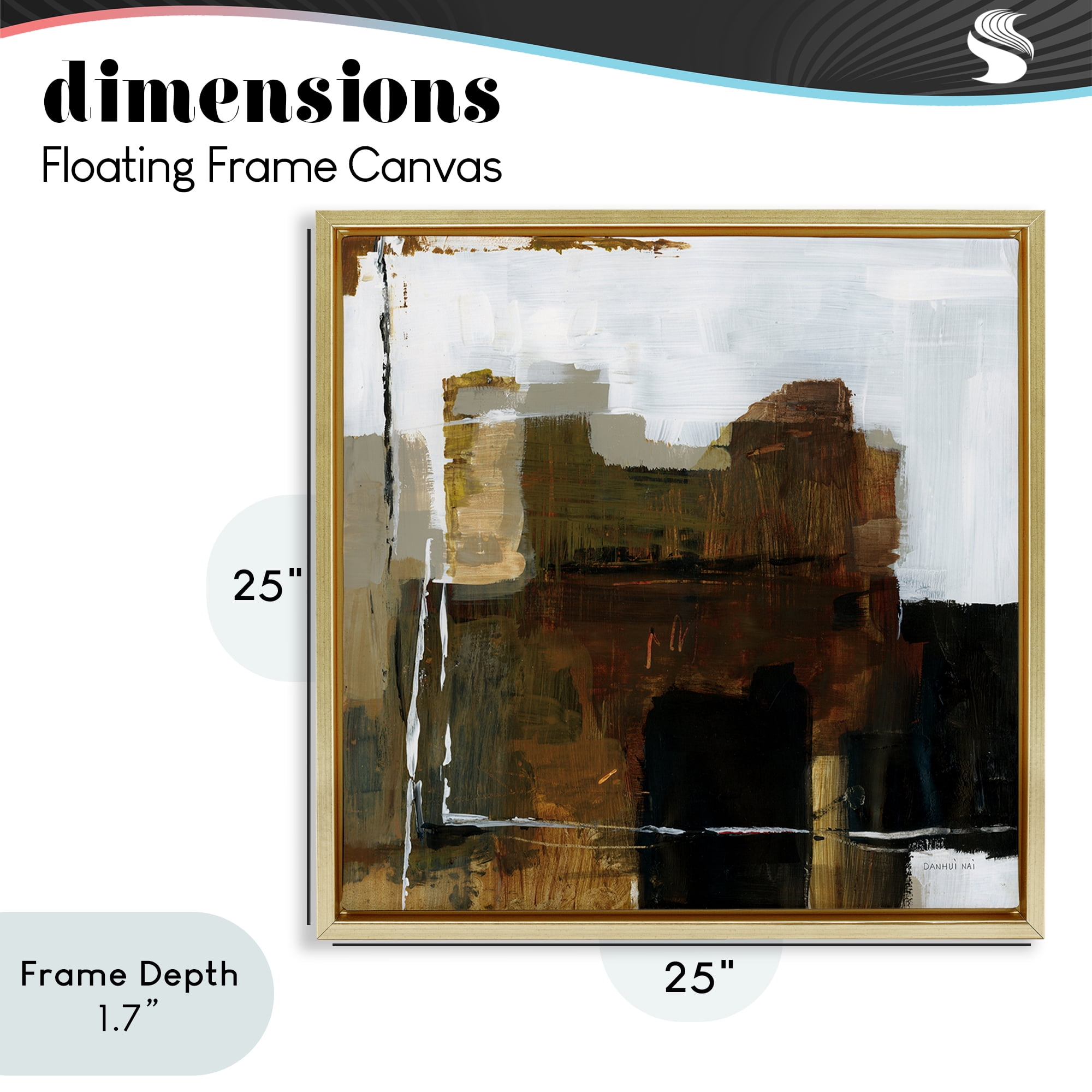 Stupell Industries Natural Abstract Earth Tones Gold Framed Floater Canvas Wall Art, design by Danhui Nai