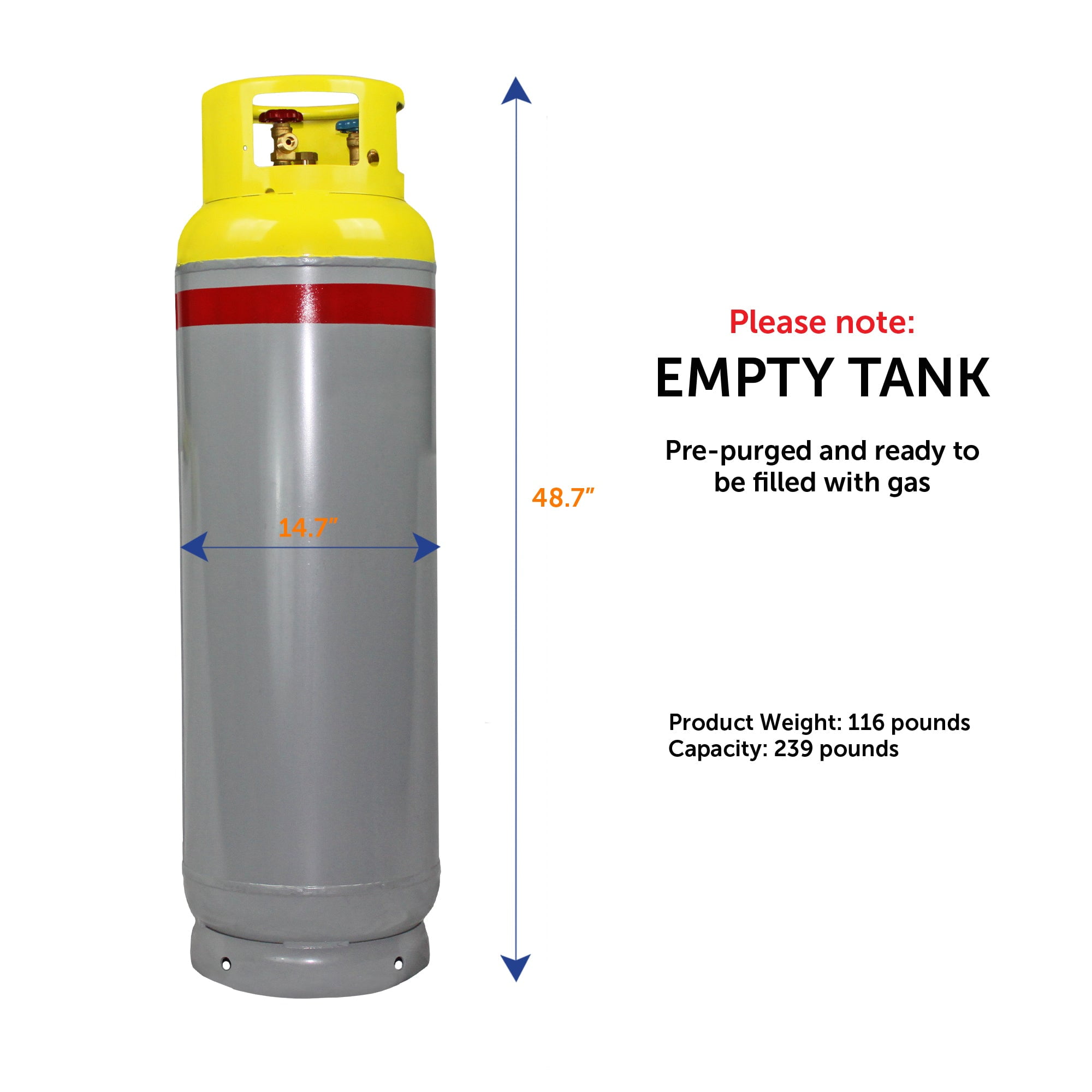 Flame King 239-Pound Refrigerant Recovery Cylinder Tank for A2l Refrigerants