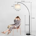 thumbnail image 4 of OUTON 81" Arc Floor Lamp with Remote Clearance, 4 Color Temperatures LED Dimmable Modern Standing Lamps, Adjustable Linen Shade Tall Lamp for Living Room, Bedroom (Black+White shade), 4 of 8