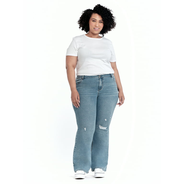 A3 Denim Women's Plus Size High Rise Flare Jeans 