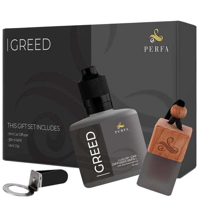 Set de regalo ambientador para coche Perfa Greed con recarga de 38 ml