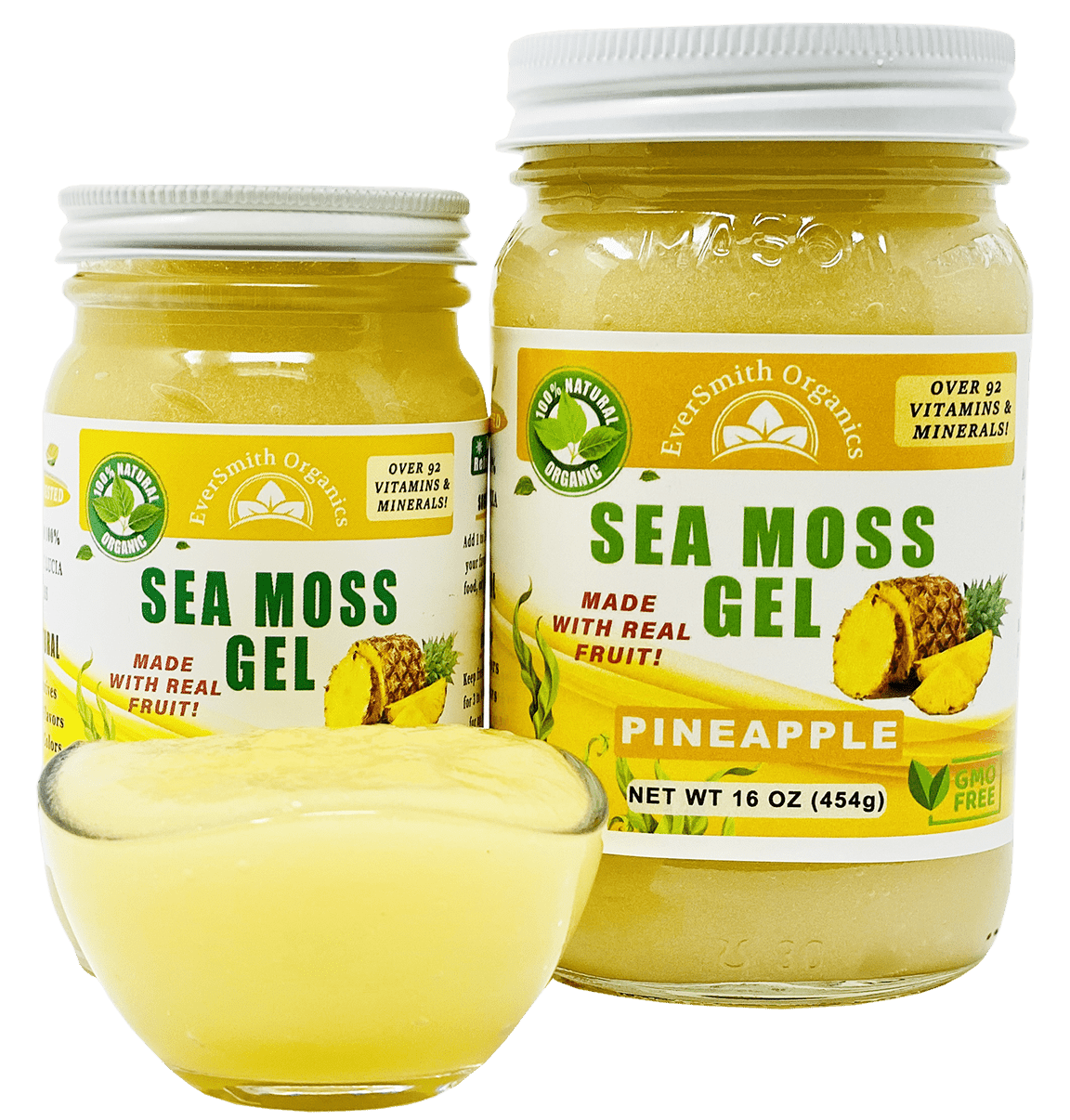 Organic Sea Moss Gel - LARGE 16 OZ - Pineapple - Real Fruit ...