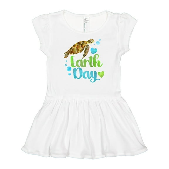 Inktastic Earth Day Sea Turtle and Hearts Girls Baby Dress