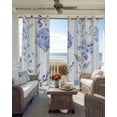 thumbnail image 6 of Hydrangea Leaves Kitchen Curtains Blue Striped Botanical Floral Cafe Short Curtains for Bathroom Blackout Window Curtain Grommet Small Window Treatment Tier Drapes for Bedroom Living Room 27.5"x39"x2, 6 of 9