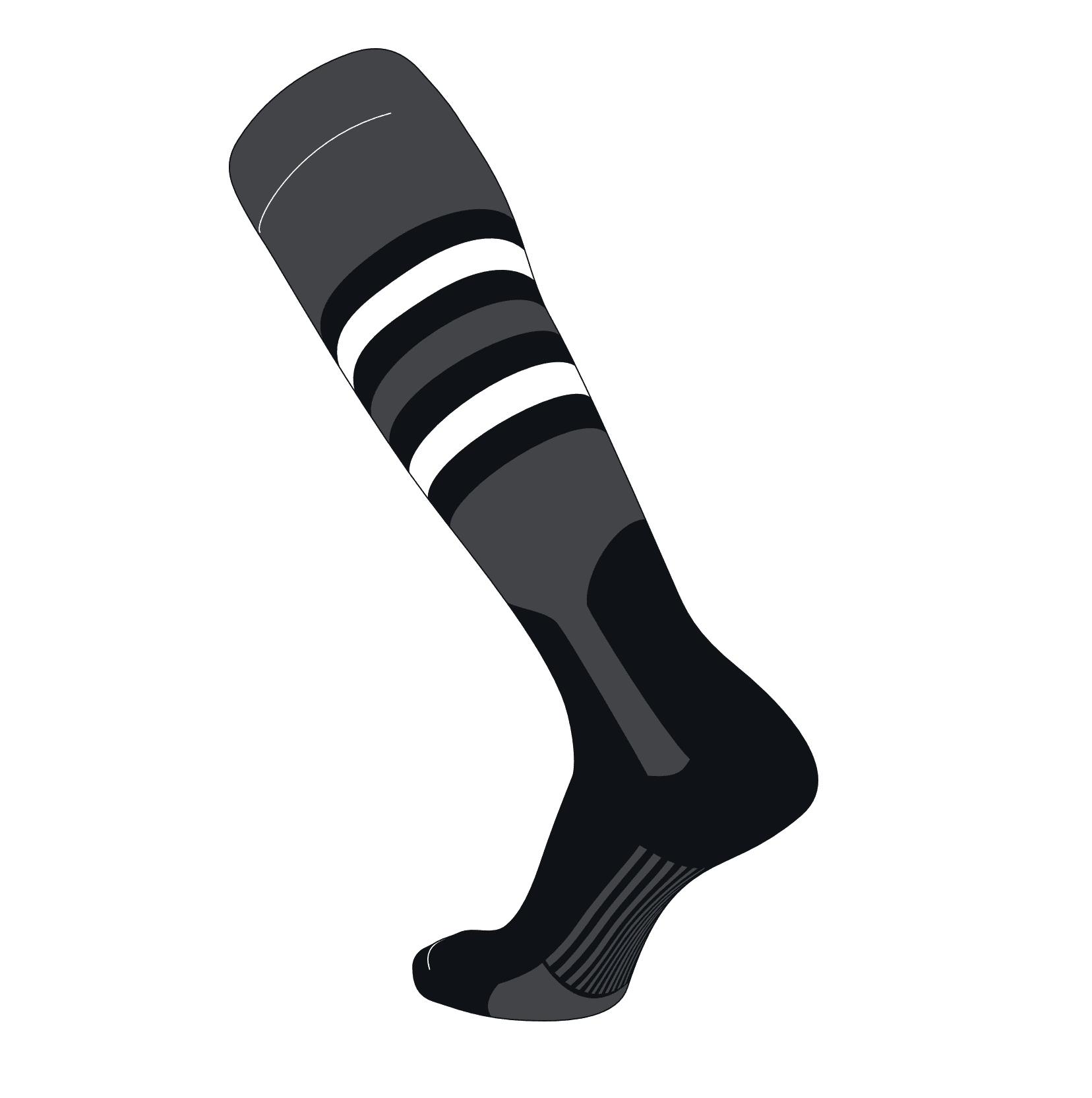 TCK Elite Baseball Knee High Stirrup Socks (I, 7in) Graphite, Black
