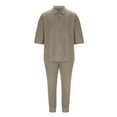 thumbnail image 2 of Miluxas Mens Track Suits 2 Piece Outfits Casual Knit Jacquard Long Sleeve Zip Golf Shirt Joggers Sweatpants Sets Sweat Suit Khaki, 2 of 5