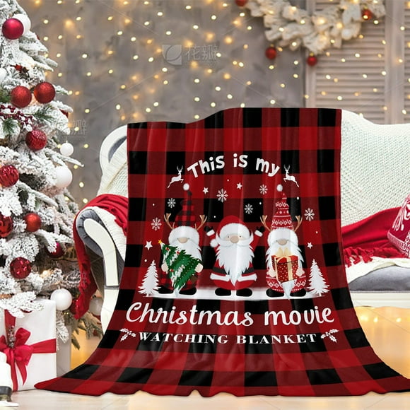 Yhmxh Christmas Decorations, Christmas Ornaments,Christmas Gifts Merry Christmas Red Plaid Blanket Super Soft Flannel Red Blanket Christmas Blanket Holiday Blankets
