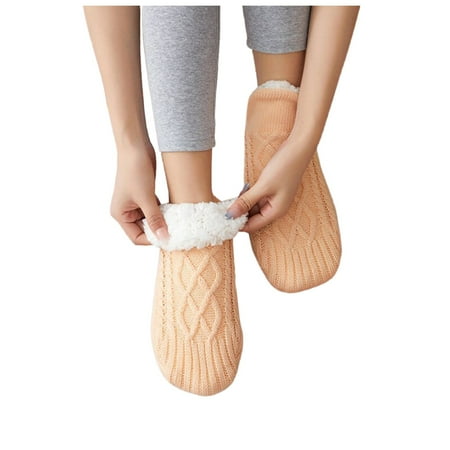 

pxiakgy fall clothes for women 2022 indoor slipper thermal for women and nonslip socks thermal indoor slippers socks woven floor socks socks beige + m