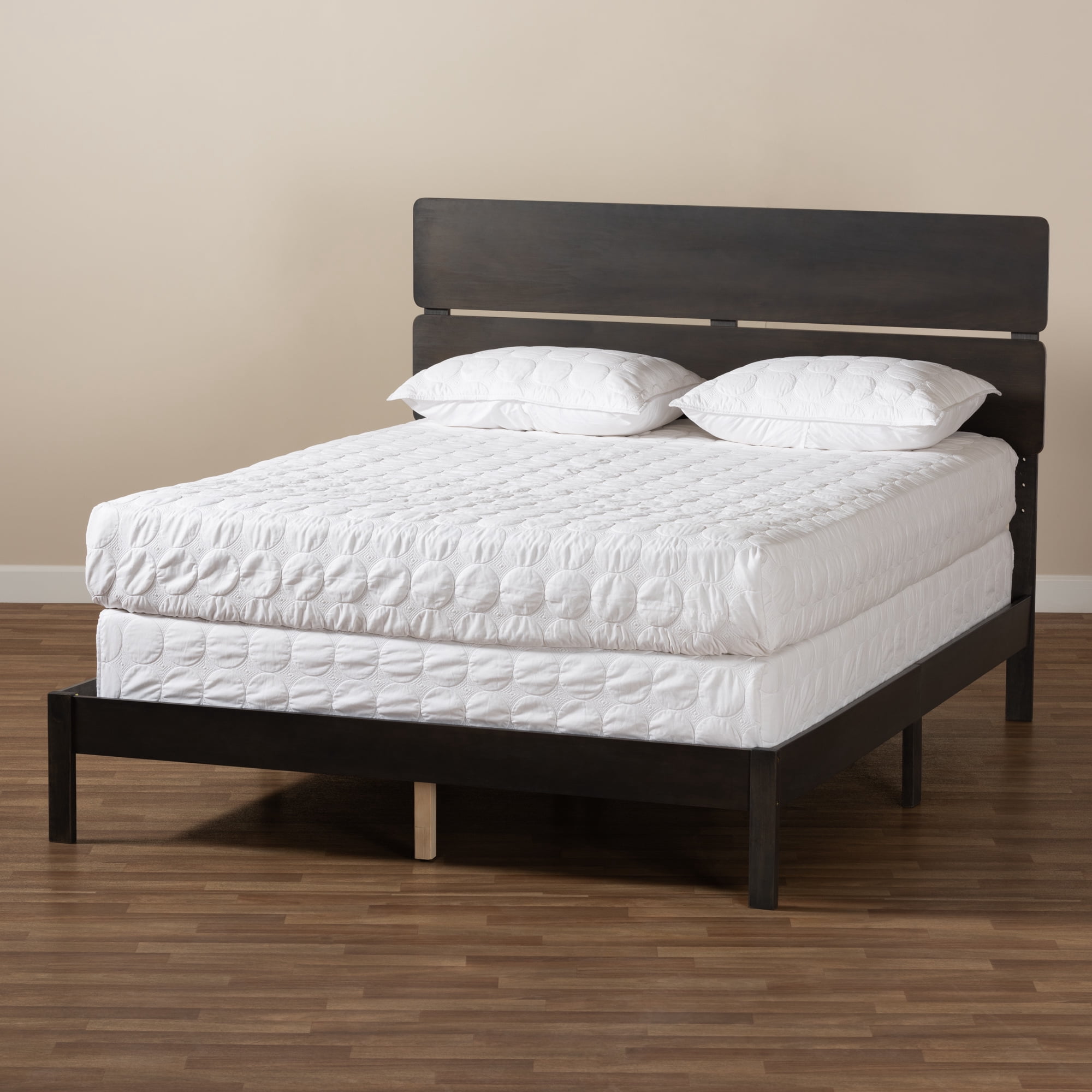 Baxton Studio Anthony Modern and Contemporary Dark Grey Oak Finished Wood King Size Panel Bed