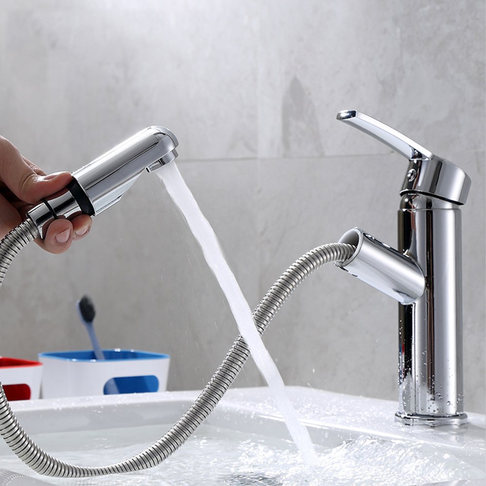 360° Swivel Kitchen Faucet Pull Out Sink Mixer Tap Lavatory Faucet Spout Spray Basin Faucet