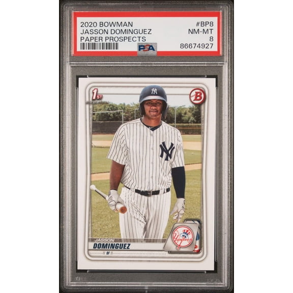 Graded 2020 Bowman Paper Prospects Jasson Dominguez #BP8 Rookie RC Baseball Card PSA 8 Near Mint