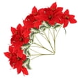 thumbnail image 3 of Ramo de 4 flores artificiales de Pascua con tallos, color rojo vibrante, para decoración navideña, centro de mesa para fiestas navideñas en interiores, 3 of 8