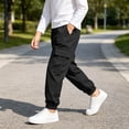 thumbnail image 7 of ZBSOKO Cargo Joggers for Boys Elastic Waist Elastic Cuff Fashion Track Pants with Multi Pockets Running Workout Pant Sizes 5-15 Years, 7 of 7