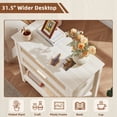 thumbnail image 4 of Leyaoyao Boho Nightstands, 31.5"W Rattan Bedside Tables with 2 Drawers, Large End Table for Narrow Spaces, Bedroom Living Room Hallway, Grey White, 4 of 9