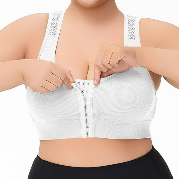 Arlun,Plus Size Front Closure Sports Bras Wireless Comfort Breathable Yoga Fitness Bralettes Seamless Full Coverage Soft Support All Day Versatile Fit White3 XL