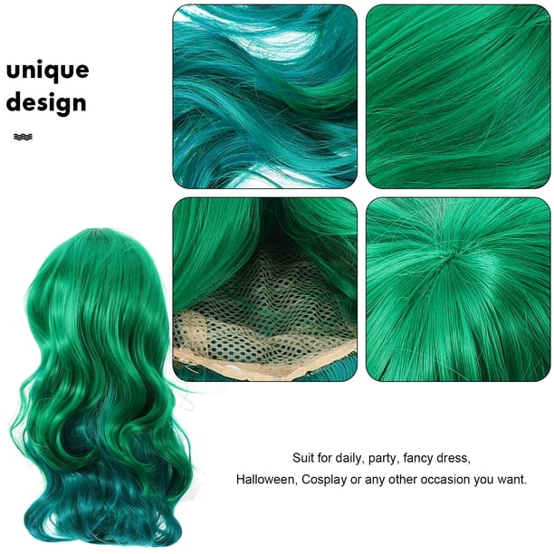 Peluca trenzada verde Fstyler para mujer, peluca de disfraz para fitas y cosplay, cabello sintético