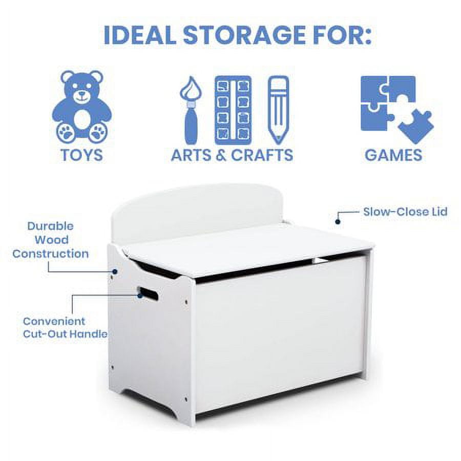 Delta Children MySize Deluxe Toy Box Kid's Room Storage Chest, Bianca White