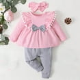 thumbnail image 2 of Auroural Everyday Kids Outfits Sets 2-Piece Sets 3T Girls Clothes Sets Children's Solid Color Round Neck Long Sleeves Top And Trousers Two-piece Set For Kids, 2 of 7