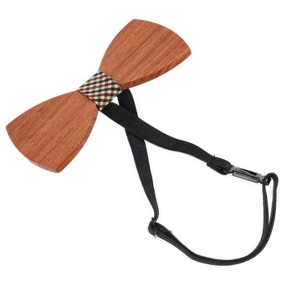 OUNONA Wood Bow Tie For Men Oversized Rustic Ties Maroon Bridegroom