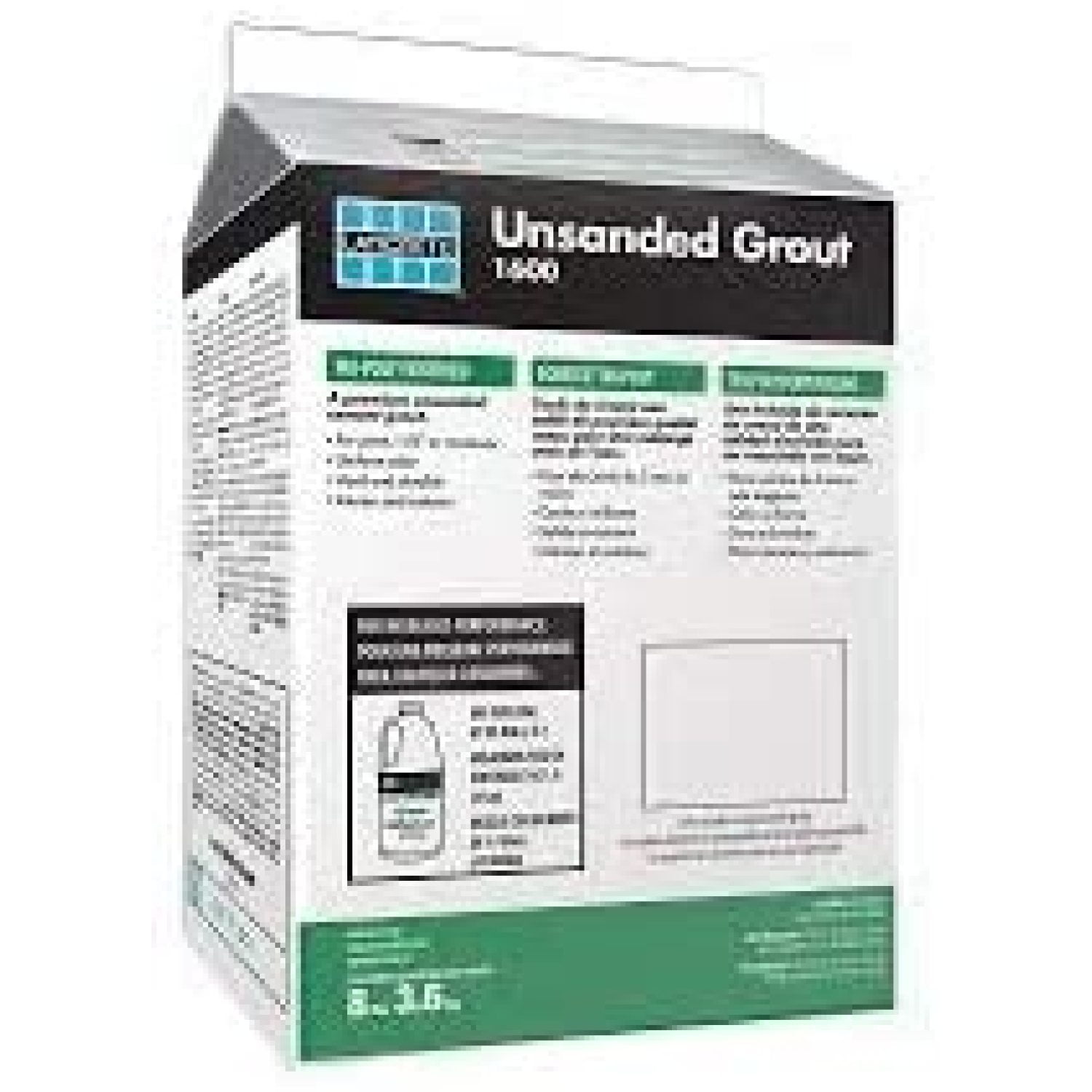 1600 UNSANDED Grout Bright White 8LB, Unsanded Cement based Grout