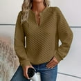 thumbnail image 2 of Yigetop Women Fall Clothes, Womens Sleeve Textured Sweatshirts Casual V Neck Pullover Tops Hoodie Fall Winter Fashion Clothes 2025 Womens Fall Shirts Brown 2XL, 2 of 6